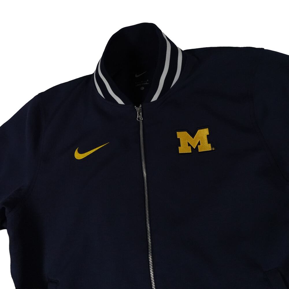 Michigan Nike Swosh Embroidered Full Zip Fleece Lined Bomber Jacket Men's Large